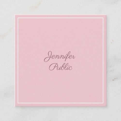Classic Pink Stylish Simple Plain Trendy Luxury Square Business Card