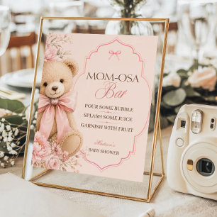 Classic Pink Teddy Bear Mom-osa Bar Poster