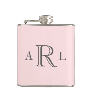 Classic Pink Three Letter Monogram Flask