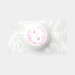 Classic Pink Toile Wedding Monogram  Life Saver® Mints
