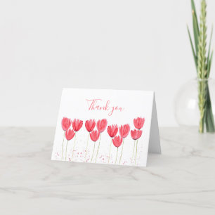 Classic Pink Tulips Floral Wedding Thank you