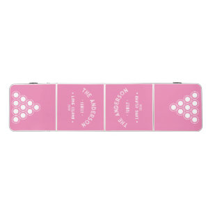 Classic Pink Vintage Seaside Family Name Beer Pong Table