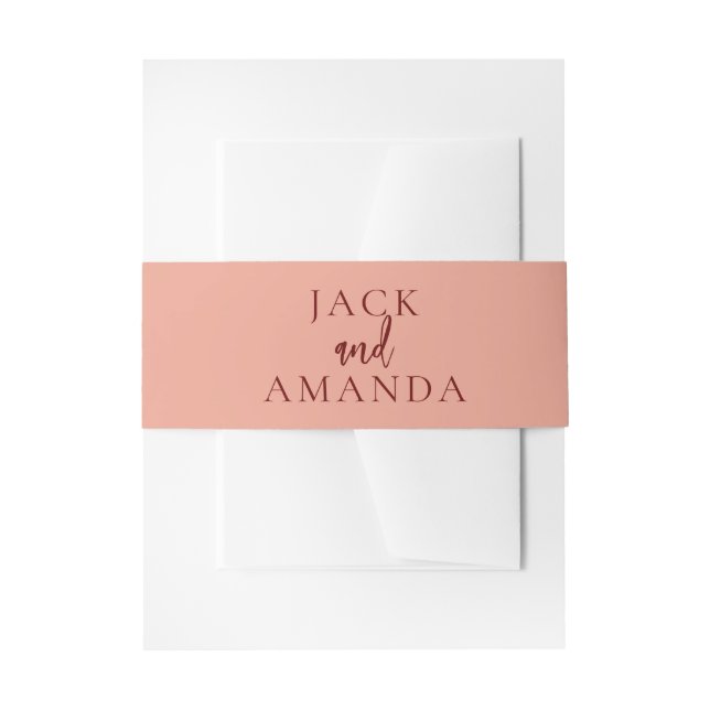 Classic Pink Wedding Invitation Belly Bands Band (Front Example)