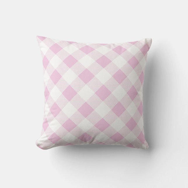 Classic pink white diagonal strips throw pillow (Front)