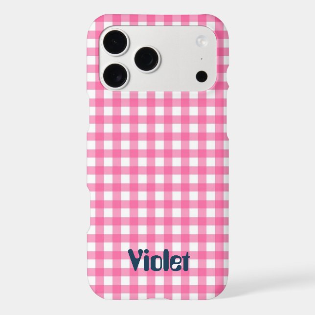 Classic Pink & White Gingham Check Pattern Iphone Case (Back)