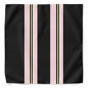 Classic Pink & White Gold Black Stripe Bandana