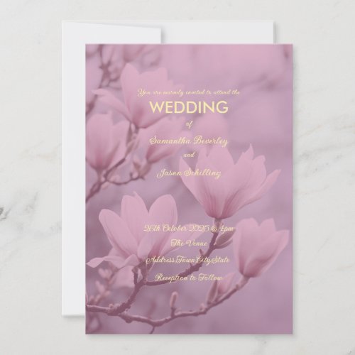 Classic Pink White Magnolia Background  Invitation