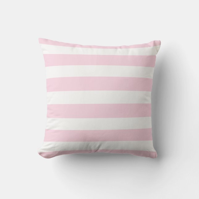 Classic pink white strips outdoor pillow (Front)