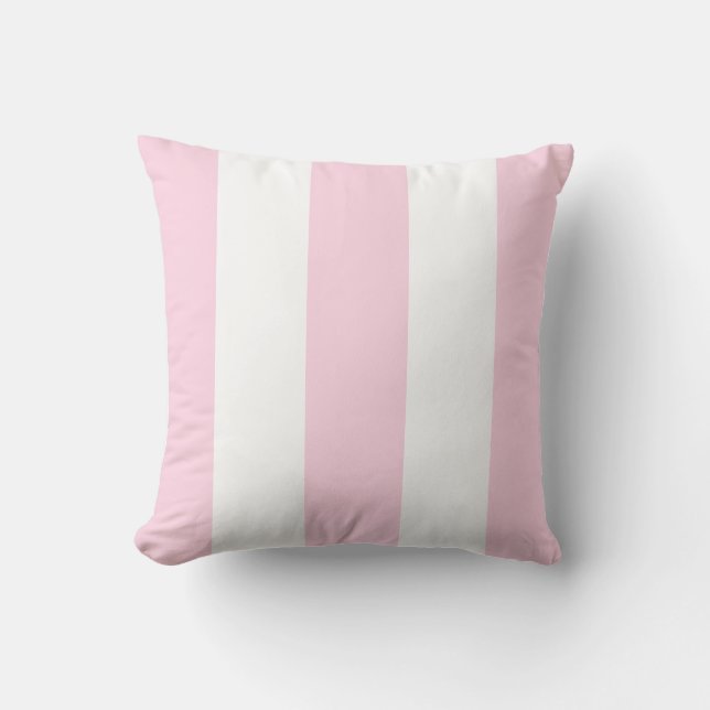 Classic pink white vertical strips throw pillow (Front)
