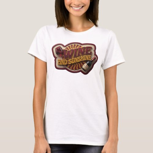 Classic Pink WINE AND SUNSHINE 3D Text Art T-Shirt