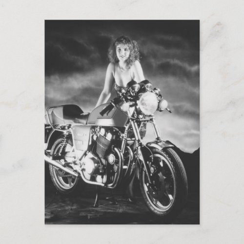Classic Pinup Classic Motorcycle Postcard