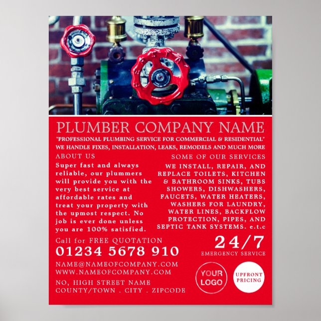 Classic Pipes, Plumber, Plumbing Advertising Poster (Front)