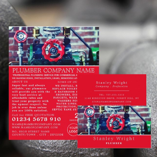 Classic Pipes, Plumber, Plumbing Business Card (Creator Uploaded)