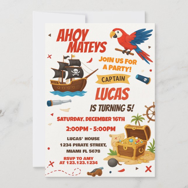 Classic Pirate Birthday Invitation (Front)