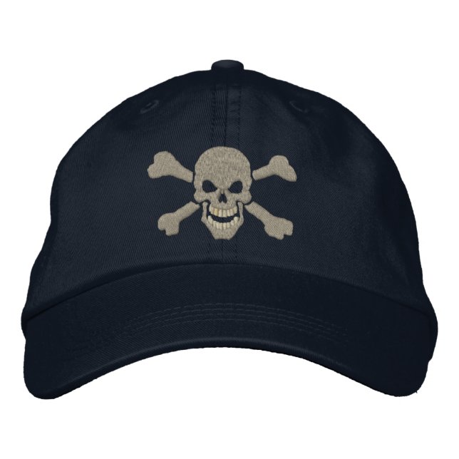 Classic Pirate Crossbones Skull Embroidery Embroidered Baseball Cap (Front)