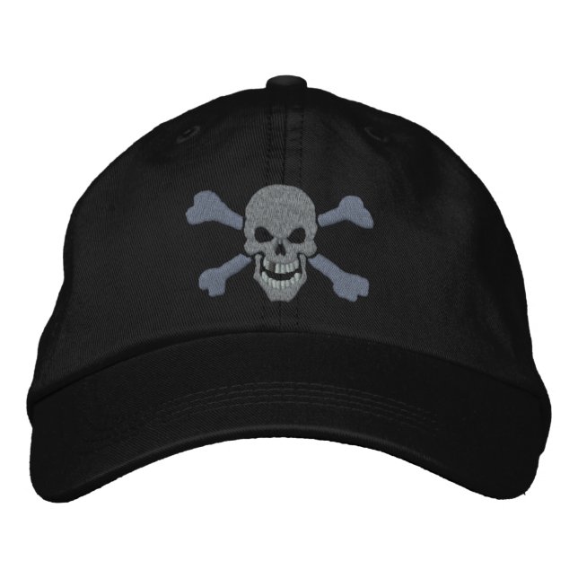 Classic Pirate Crossbones Skull Embroidery Embroidered Baseball Cap (Front)