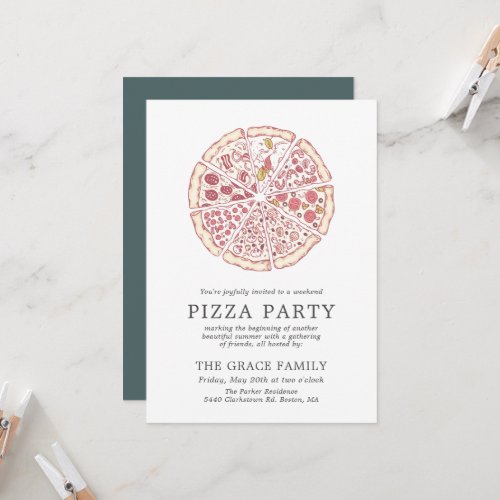 Classic Pizza Party  Invitation