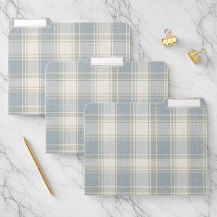 Classic Plaid Check Blue stripes File Folder