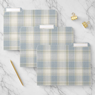 Classic Plaid Check Blue stripes File Folder