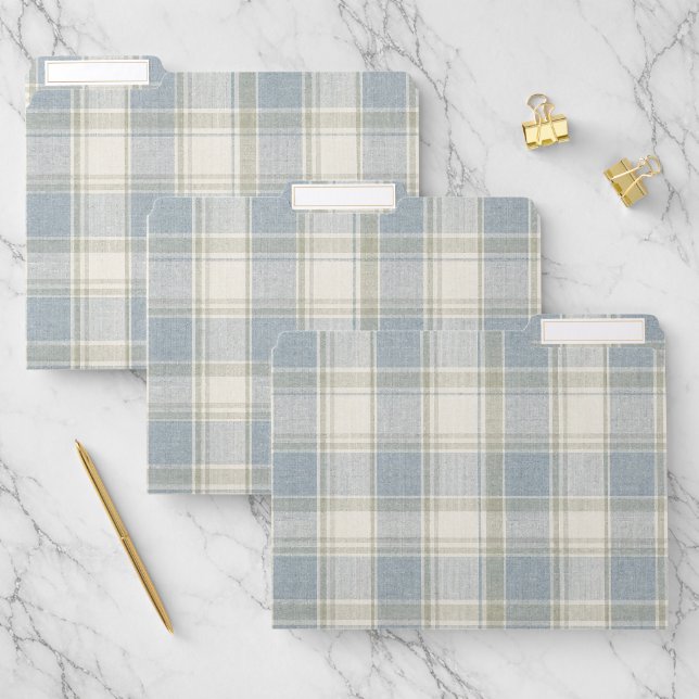 Classic Plaid Check Blue stripes File Folder (Set)