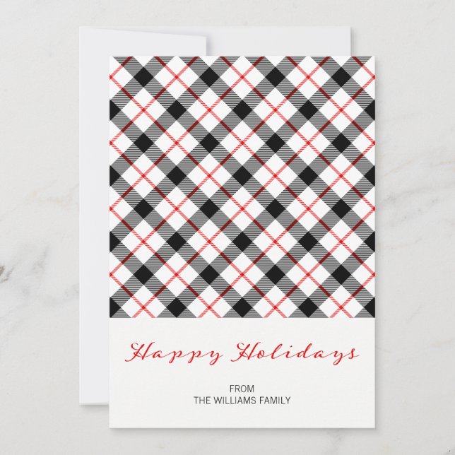 Classic Plaid Christmas Happy Holidays Card (Front)