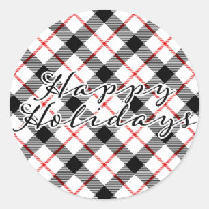 Classic Plaid Christmas Happy Holidays Sticker
