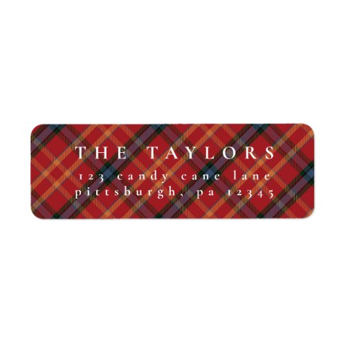 Classic Plaid Christmas Return Address Label