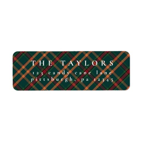 Classic Plaid Christmas Return Address Label