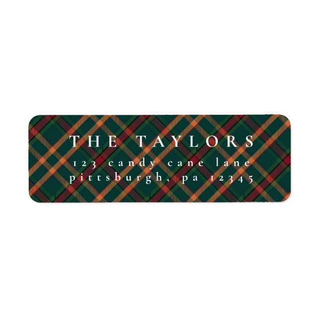 Classic Plaid Christmas Return Address Label (Front)