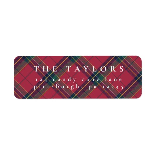 Classic Plaid Christmas Return Address Label