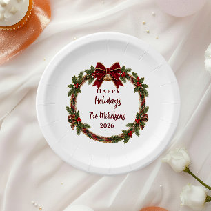 Classic Plaid Christmas Tartan Elegance Paper Plates