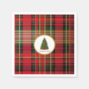Classic Plaid Christmas Tree Red and Green Napkins