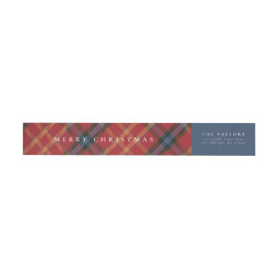 Classic Plaid Christmas Wrap Around Address Label