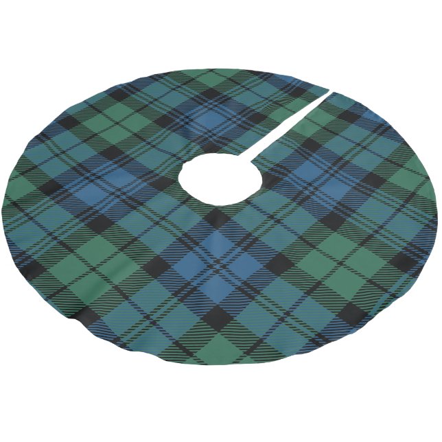 Classic Plaid Clan Campbell Tartan Christmas Brushed Polyester Tree Skirt (Angled)