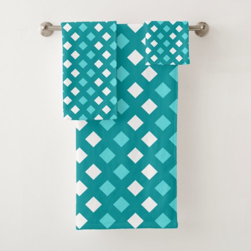 Classic Plaid Dark Turquoise Bathroom Towel Set