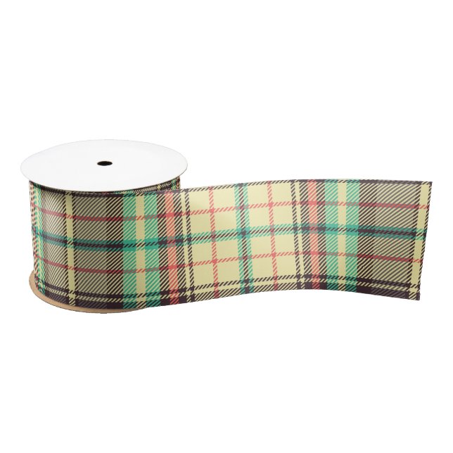 Classic plaid design satin ribbon (Spool)