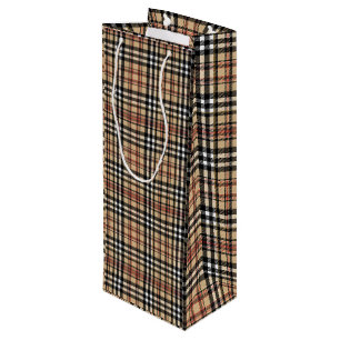 Classic plaid design wine gift bag