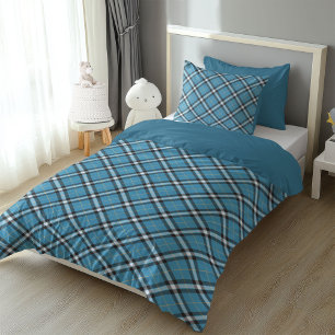 Classic Plaid Duvet in Blue Grey for Boys’ Rooms Cover