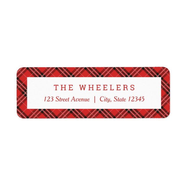 Classic Plaid EDITABLE COLOR Holiday Address Label (Front)