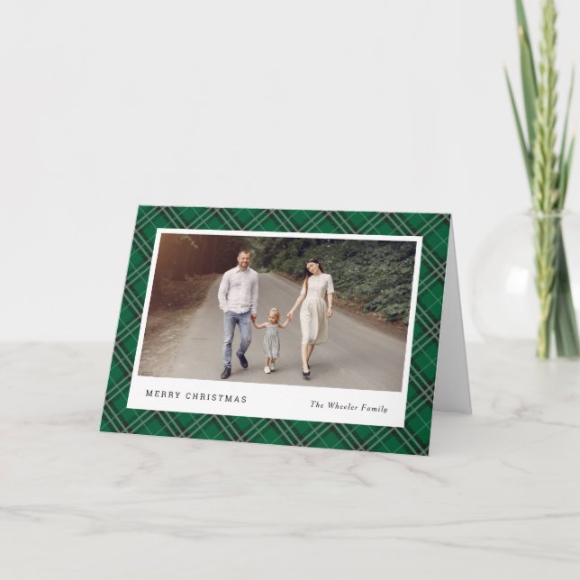 Classic Plaid Editable Color Holiday Photo Card (Front)
