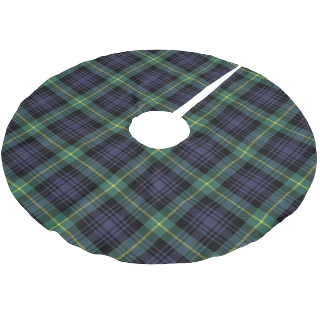Classic Plaid Family Christmas Tartan Brushed Polyester Tree Skirt (Angled)