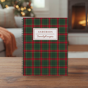 Classic Plaid Family Name Christmas Recipe Notebook