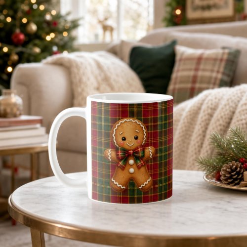 Classic Plaid Gingerbread Merry Christmas Family  Coffee Mug