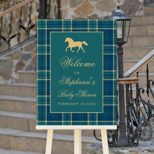 Classic Plaid Golden Horse Equestrian Baby Shower Foam Board