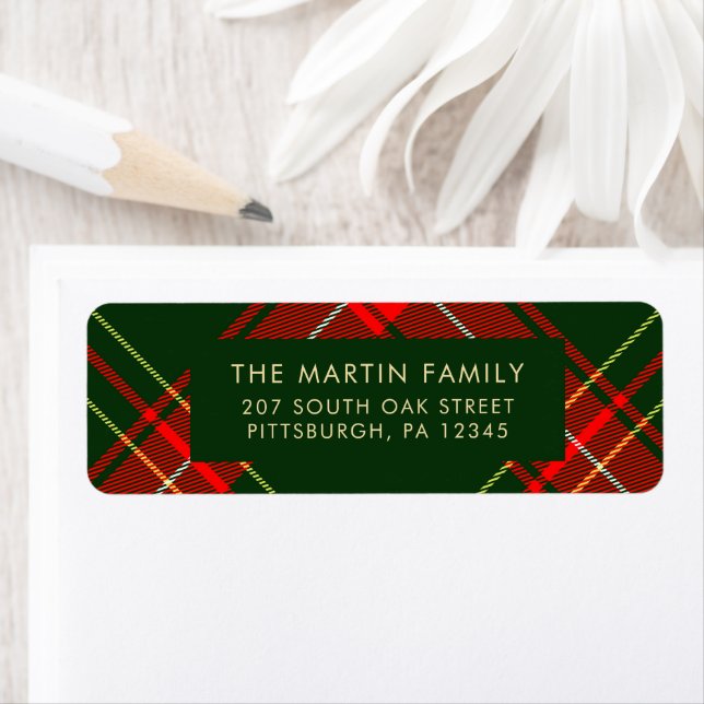 Classic Plaid Green Return Address Label (Insitu)
