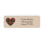 Classic Plaid Heart Holiday Return Address Label