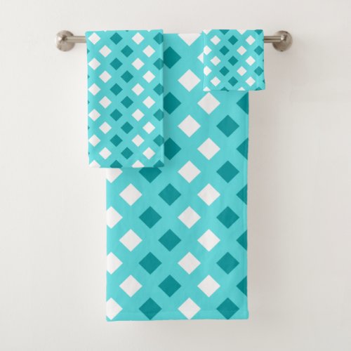 Classic Plaid Light Turquoise Bathroom Towel Set