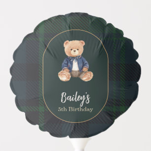 Classic Plaid Little Bear Birthday Balloon