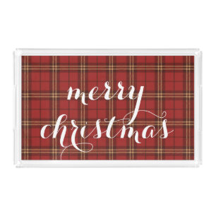 Classic Plaid Merry Christmas Festive - Acrylic Tray
