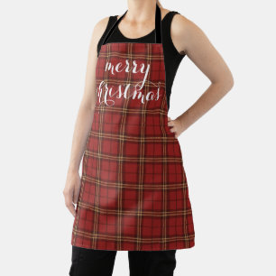 Classic Plaid Merry Christmas Festive - Apron
